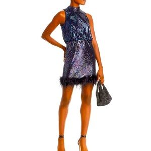 NWT Eliza J
Sequined Feather Hem Mini Dress size 6
